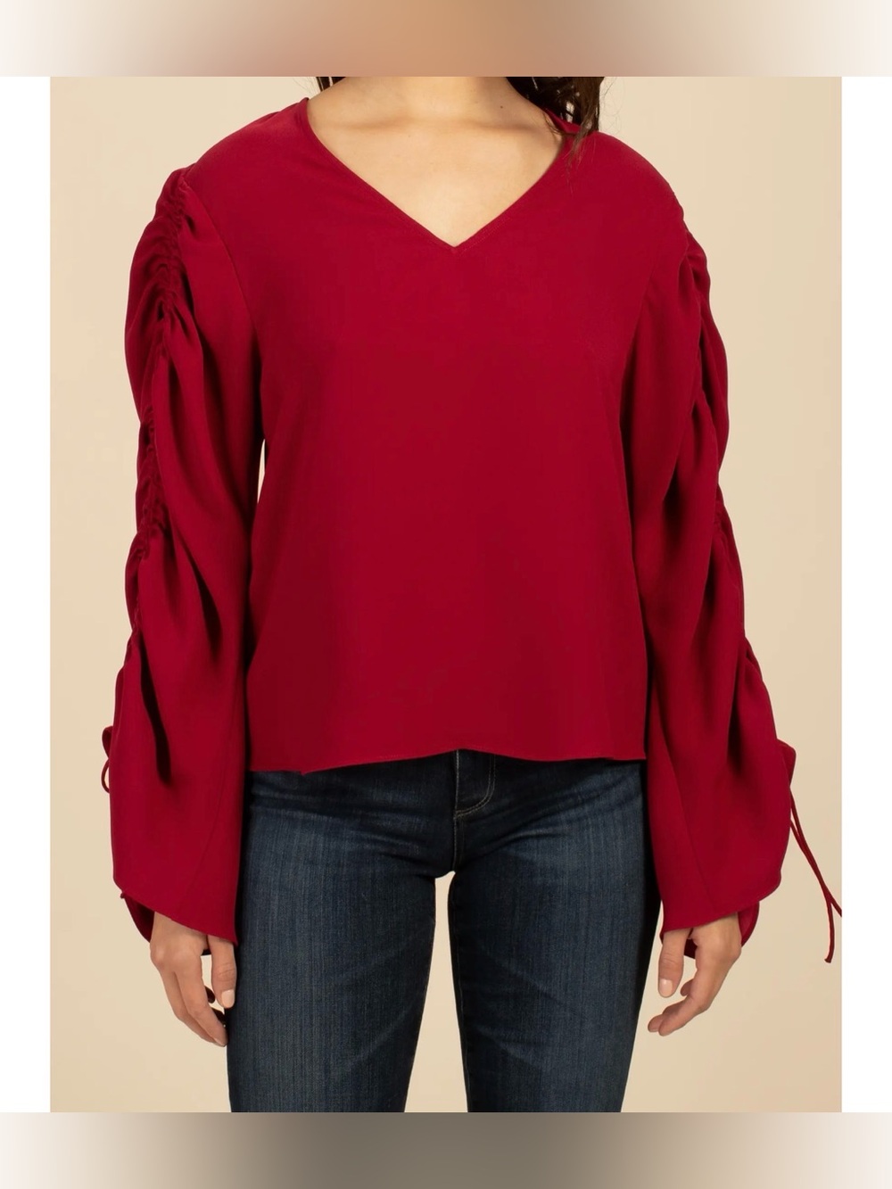 Trina Turk Veda Rouched Tie Sleeve Top S Small